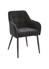 Livetastic Armlehnstuhl , Schwarz, Dunkelgrau , Metall, Textil , Füllung: Schaumstoff , Rundrohr , 60x82x60 cm , Esszimmer, Stühle, Polsterstühle