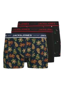 Jack & Jones JACK & JONES, Hommes Boxers 'JACGINGERBREAD', bleu nuit / marron / rouge foncé / noir