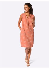 WITT Damen Baumwollkleid in Musselin-Qualit&auml;t, papaya-ecru, Gr&ouml;&szlig;e 42, 100% Baumwolle