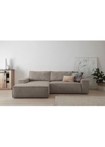 Ecksofa »SHERWOOD Schlafsofa 267 cm, L-Form,« Schlaffunktion mit Bettkasten (210x136 cm), Cord, Vintage, Samtvelours , Home Affaire
