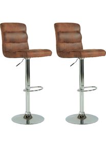 Barhocker Set, 2er, 2 Stk. tlg. er Set, Bezug in Microfaser-Vintage, drehbar mit Höhenverstellung , braun , ByLiving