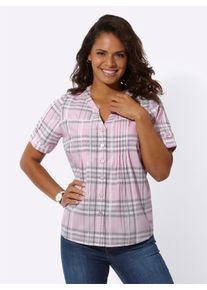 WITT Damen Karobluse im pflegeleichten Material-Mix, ros&eacute;-steingrau-kariert, Gr&ouml;&szlig;e 42, 50% Baumwolle, 50% Polyester