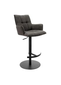 Novel Barhocker , Schwarz, Dunkelgrau , Metall, Textil , S&auml;ule, Bodenplatte , 56x100x56 cm , Stoffauswahl, Typenauswahl, Sitzfl&auml;che 360&deg; drehbar , Esszimmer, Barm&ouml;bel, Barhocker