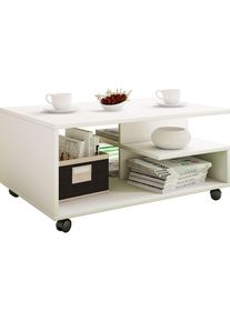 Mid.you Couchtisch , Weiss , Holzwerkstoff , rechteckig , 80x40x50 cm , Stauraum , Wohnzimmer, Wohnzimmertische, Couchtische, Couchtische eckig