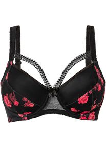 Soutien-gorge &agrave; armatures en noir, Taille 80D, Couleur/Motif: noir &agrave; fleurs, bonprix