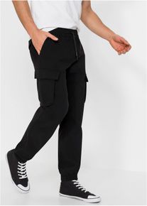 Regular Fit Stretch-Schlupfhose mit Cargotaschen Straight in schwarz, Grösse 48, bonprix