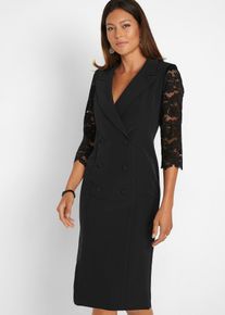 Robe blazer avec manches en dentelle en noir, Taille 44, bonprix