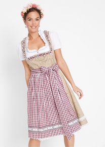 Dirndl mit Sch&uuml;rze knieumspielend (2-tlg. Set) in beige, Gr&ouml;sse 36, bonprix