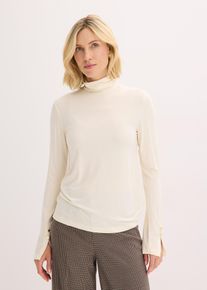 Rollkragenshirt mit dekorativen Knöpfen in weiss, Grösse 52/54 (XXL), bonprix