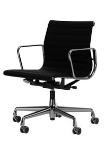 Aluminium Chair EA 118 / EA118 Stuhl Leder Premium Nero Vitra