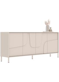 Inosign , Sideboard »Stone, 205 cm breit, 4 Türen, Anrichte, Kommode, Stauraumschrank« 3D-Design, Push-to-open, Innenraum grosszügig, Füsse 14/2 cm...