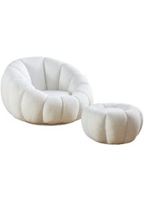Sessel »Bonn - Der elegante Sessel inkl. Hocker« Set, 2 Stk. tlg. Komfort-Set mit Drehhocker - 360° Freiheit erleben , weiss , Salesfever