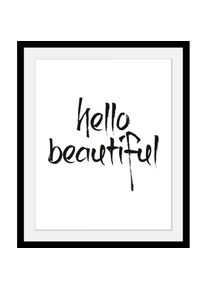 Bild »Schönheit« Liebessprüche Motivationsbilder Schriftzug Schwarz-Weiss HD Premium Poster-Druck inkl. Holzrahmen , schwarz , queence