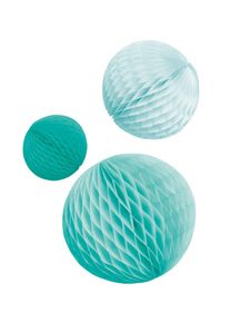 Amscan 3 Shiny Acqua Wabenbälle