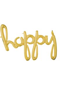 Amscan Goldener Schriftzug Happy 93cm