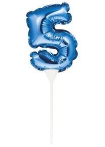 Cake topper palloncino numero 5 blu 13cm