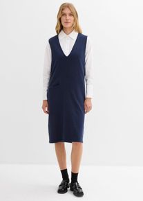 Robe en maille 100% coton en bleu, Taille 44/46 (L), 100% coton, Couleur/Motif: bleu fonc&eacute;, bonprix