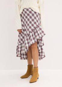 Jupe longue derrière en blanc, Taille 40, Couleur/Motif: blanc nacré carreaux délavé, bonprix