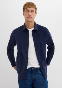 weiches Stretch-Cordhemd aus recyclingfähiger Bio-Baumwolle in blau, Grösse 43/44 (XL), 98% Baumwolle, bonprix