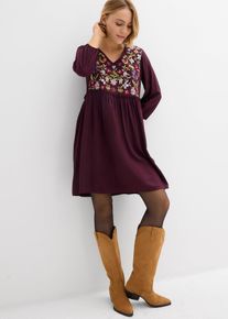 Tunika-Kleid aus flie&szlig;ender Viskose mit Puffprint in braun, Gr&ouml;sse 38, bonprix