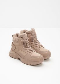 Gefütterte Schnürboots in beige, Grösse 41, bonprix