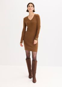 Strickkleid mit Zopfmuster in braun, Gr&ouml;sse 44/46 (L), bonprix
