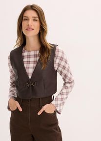 Gilet sans manches enduit aspect vieilli en marron, Taille 34, Couleur/Motif: marron foncé, bonprix