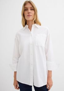 Oxford-Bluse aus Bio-Baumwolle in weiss, Gr&ouml;sse 50, 100% Baumwolle, bonprix