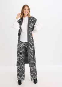Gilet sans manches en maille en noir, Taille 48/50 (XL), Couleur/Motif: noir/blanc, bonprix