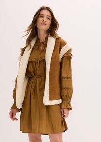 Gilet sans manches en sherpa en marron, Taille 36, Couleur/Motif: cognac/beige naturel, bonprix