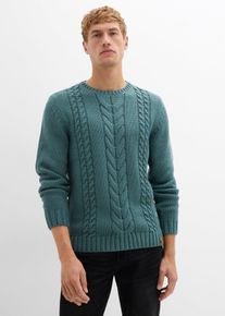 Grobstrick-Pullover mit Zopfmuster in gr&uuml;n, Gr&ouml;sse 64/66 (3XL), bonprix