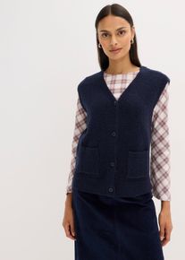 Gilet sans manches en maille en bleu, Taille 52/54 (XXL), Couleur/Motif: bleu encre, bonprix