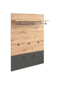 Xora Garderobenpaneel , Anthrazit, Eichefarben , Holzwerkstoff , 85x126.7x28 cm , Garderobe, Garderobenpaneele, Garderobenpaneele