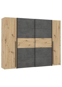 CARRYHOME Kleiderschrank , Grau, Eiche Artisan , Holzwerkstoff , 10 Fächer , 270.3x210x61.2 cm , Schlafzimmer, Komplette Schlafzimmer und Serien,