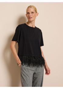 oui - Rundhals-Shirt, schwarz, Gr. 42, Viskose