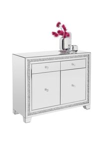 Xora Kommode , Silberfarben , Holzwerkstoff , 1 Fächer , 2 Schubladen , 100x80x40 cm , Beimöbel erhältlich , Kleinmöbel, Kommoden, Kommoden