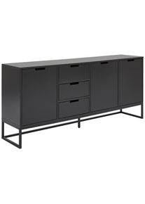 Novel Sideboard , Anthrazit, Schwarz , Metall, Holzwerkstoff , 3 F&auml;cher , 3 Schublade(n) Schubladen , 180x79x40 cm , Bsci , Beim&ouml;bel erh&auml;ltlich, stehend , Kleinm&ouml;bel, Kommoden, Sideboards