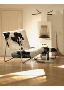 Hirche Lounge Chair Sessel Kuhfell Richard Lampert mit Hocker / Kuhfell braun-weiß