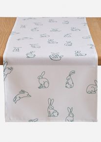 Tischl&auml;ufer mit Hasen Druck in weiss, 30x180 cm, bonprix