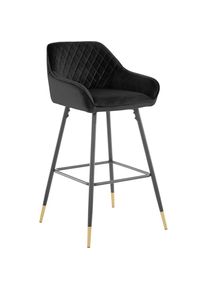 Inosign Barhocker »Bianca«, (1 St.), Bezug in Velourstoff, Sitzhöhe ca. 76 cm, maximale Belastbarkeit 120kg schwarz schwarz/gold