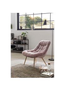 Salesfever Relaxsessel, mit XXL-Steppung, mit schwarzen oder naturfarbenen Beinen rosa rosa/holzfarben