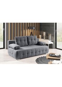 WERK2 Schlafsofa &raquo;Indigo&laquo;, 2-Sitzer Sofa und Schlafcouch mit Federkern & Bettkasten grau