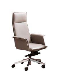 Salesfever Chefsessel, Echtleder, Bezug aus italienischem Echtleder bunt Grau/Silber