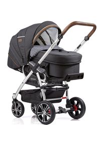 Gesslein Kombi-Kinderwagen »F4 Air+, eloxiert/tabak, anthrazit/Sterne grau weiß«, mit Tragetasche C2 Compact grau