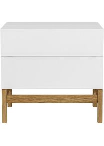 WOODMAN Barschrank »Delian«, Breite 75 cm, Fußrahmen aus massiver Eiche, im skandinavian Design weiß weiß/ eichefarben