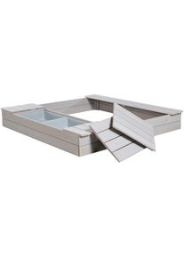 Roba® Sandkasten »Outdoor+«, 2 Spielwannen und 4 abnehmbaren Sitzplätzen, HxBxT: 17, 5x125x120 cm grau