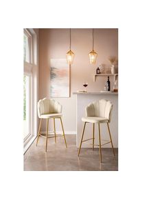 Salesfever, Salesfever Barhocker &raquo;Clam Barstuhl mit Stil&laquo; Set, 2er Set, Extravagantes Muscheldesign im praktischen 2er Set, beige, gold, Samt (100% 