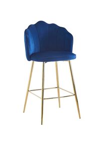 Salesfever, Salesfever Barhocker &raquo;Clam Barstuhl mit Stil&laquo; Set, 2er Set, Extravagantes Muscheldesign im praktischen 2er Set, dunkelblau, gold, Samt (
