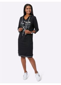 WITT Damen Jerseykleid mit glänzendem Druck, schwarz, Größe 50, 50% Baumwolle, 50% Polyester