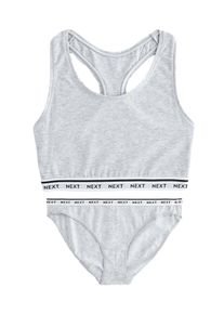 next, Femmes Ensemble de linge, gris / noir / blanc